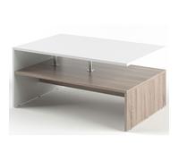 - Table basse rectangulaire design scandinave Isidor - L. 90 x H. 60 cm - Couleur bois et blanc - Isidor