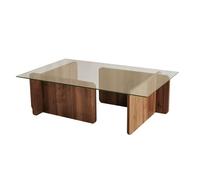 - Table basse rectangulaire en panneaux de particules et verre long.105cm x larg.65cm - Marron foncé - Escape