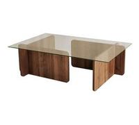 - Table basse rectangulaire en panneaux de particules et verre long.105cm x larg.65cm - Marron foncé - Escape