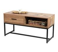 Toilinux - Table basse Riverside - 1 tiroir - Largeur 100 cm - Métal et Bois - Riverside Marron G