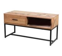 Toilinux - Table basse Riverside - 1 tiroir - Largeur 100 cm - Métal et Bois - Riverside Marron G