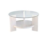 - Table basse ronde 1 étagère Auréline en verre et bois - Transparent et Blanc - Auréline