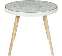 Toilinux - Table basse ronde Arabesque - Diamètre 50 cm - Blanc et Beige - Arabesque Blanc G