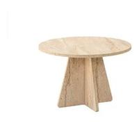 Toilinux - Table basse ronde effet travertin VALENCE - Beige - VALENCE Beige G