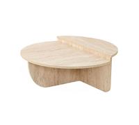 Toilinux - Table basse ronde grand format effet travertin - Beige Beige G