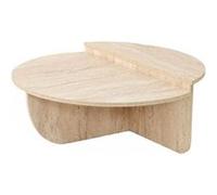 Toilinux - Table basse ronde grand format effet travertin - Beige Beige G