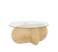 Toilinux - Table basse ronde Luminix en verre et bois - Beige - Luminix