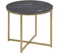 Toilinux - Table d’appoint ronde en verre et métal - Noir - Alysé Noir G