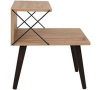 Toilinux - Table d'appoint en bois et métal NINO - Marron et noir - NINO G