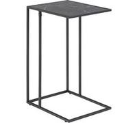 Toilinux - Table d'appoint ou à café rectangulaire haute effet marbre en Mélamine et Métal - L. 43 cm x H. 63 cm - Noir - Félice
