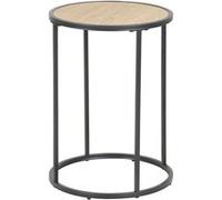 Toilinux - Table d'appoint ou bout de canapé rond en MDF et métal diam.40cm - Beige et Noir - Sireine Beige