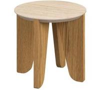 Toilinux - Table d'appoint ronde avec plateau effet travertin LIMA - Marron - LIMA Marron