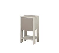 Toilinux - Table de chevet 1 porte - L.30 cm - Blanc et Taupe