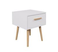Toilinux - Table de Chevet 1 tiroir EDWING - 40 x 40 x 50 cm - Blanc et Marron - Rangement pour Chambre à Coucher, Salon - Edwing Blanc