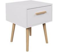 Toilinux - Table de Chevet 1 tiroir EDWING - 40 x 40 x 50 cm - Blanc et Marron - Rangement pour Chambre à Coucher, Salon