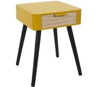 Toilinux - Table de chevet 1 tiroir en MDF - Jaune Moutarde Jaune G
