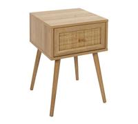 Toilinux - Table de chevet Bali avec 1 tiroir en rotin et panneaux de particules - Beige Beige G