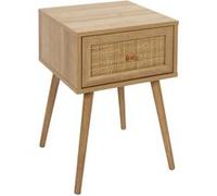Toilinux - Table de chevet Bali avec 1 tiroir en rotin et panneaux de particules - Beige Beige G