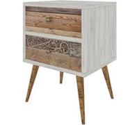 Toilinux - Table de chevet design scandinave Malmö - L. 40 x H. 55 cm - Blanc - Blanc