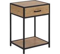 Toilinux - Table de chevet ou d'appoint 1 étagère et un tiroir en MDF et métal - Marron et Noir - Sireine Marron