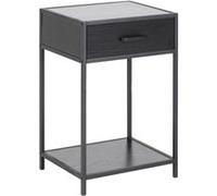 Toilinux - Table de chevet ou d'appoint 1 étagère et un tiroir en MDF et métal - Noir - Sireine Noir