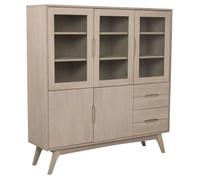 Toilinux - Vitrine en MDF avec 3 portes vitrées, 2 portes pleines et 4 tiroirs - Beige - Martie Beige G