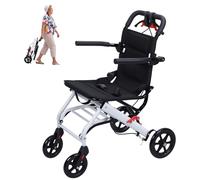 toilmua Fauteuil roulant de transport léger et pliable de 6,2 kg pour adultes et personnes âgées, support de 81,6 kg, fauteuil roulant de voyage en aluminium avec grandes roues pour personnes âgées
