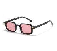 TOIPASTN Lunettes de soleil ovales vintage pour femmes et hommes, verres UV400 (noir et rose)