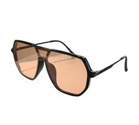 TOIPASTN Lunettes de soleil tendance monobloc effet miroir pour femme, style vintage (noir-champagne)