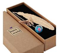 Toirxarn Marque-Page en Plume Dorée avec Charm Papillon - Idée Cadeau de Noël pour Femmes, Maman et Amoureux des Livres, Petit Cadeau Anniversaire pour Femmes Âgées - avec Boîte Cadeau Artisanale