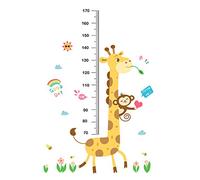 Toise de croissance pour bébé - Sticker mural amovible pour chambre d'enfant ou salon - Motif girafe singe
