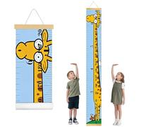 Toise girafe pour enfants - Toise murale enroulable - Étanche - Mesure de taille pour enfants - Décoration murale - Échelle de 50 à 200 cm - Bleu