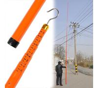 Toise isolée réglable 6 m, 8, 10, 12, 15, 18 m, perche professionnelle multi-usages haute tension avec crochet(Orange,18m/59.1ft)