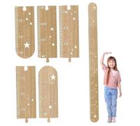 Toise murale en bois avec creux en forme d'étoile 64 pouces échelle claire 5 sections montage facile pour la maison l'école maternelle et la maternelle.