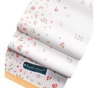 Toise murale enfant en toile, à suspendre avec baguettes en bois, inscriptible et pliable pour mesurer votre enfant (Fleurs - rose/vert)