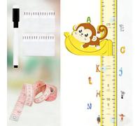 Toise Murale Singe 3D, 180cm Stickers Muraux Toise sans Perforation, Tableau de Croissance Réinscriptible avec Stylo & Autocollants Animaux, Décoration Chambre Imperméable