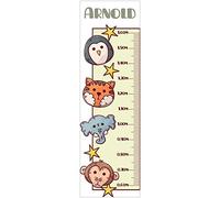 Toise sticker mural personnalisée pour chambre d'enfant. Motif : Animaux et étoiles. 130cm.