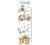 Toise sticker mural personnalisée pour chambre d'enfant. Motif : Enfants à l'aquarelle. 130cm.