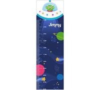 Toise sticker mural personnalisée pour chambre d'enfant. Motif : Soucoupe volante. 130cm.