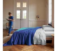TOISON D'OR - Couverture Teddy - Bleu Liberty 240x260 cm | 100% polyester - Toucher Peluche & Douceur Ultra Cocooning - Finition Coins Capuchon - Ne bouloche pas - Lavable 40°C