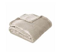 TOISON D'OR - Plaid Microvelours 180x220 cm - Collection Velvet - Beige Galet - Chaud & Confortable - Jeté de Canapé & Couverture d'Appoint - Finition 4 Ourlets - Lavable 40°C