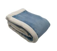 TOISON D'OR - Plaid Weekend Bleu Orage 150 x 200 cm - Micro Velours Double Face - Fausse Fourrure Sherpa - Velours 100% Polyester - Confort Cocooning - Lavable à 30°C