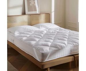 TOISON D'OR - Surmatelas Microfibre Blanc 140x190 cm - Fibre Creuse Siliconée - Elastiques - Enveloppe Polyester Microfibre - Lavable 40°C - Finition Biais