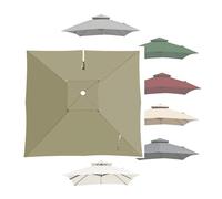 Toit De Parasol Double Rectangle Multicolore Pare-Soleil Extérieur Imperméable Toile De Rechange Facile À Installer, Idéale for Le Jardin(Khaki,250x250cm/8x8ft)