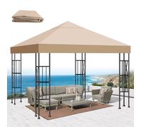 Toit de Rechange pour pavillon de 3 x 3 m, Toit Simple avec Bord Droit, Toit Compatible pour auvents de Jardin, tentes de Camping et tentes de fête (Dunkles Khaki)