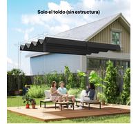 Toit de rechange rétractable 3 x 2,5 m pour tonnelle de jardin 2,85 x 2 m, toile gris foncé, 8 trous