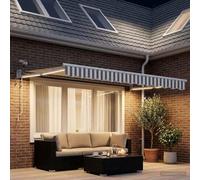 Toit électrique rétractable gris clair et blanc | Aluminium de qualité, capteur météo intégré, éclairage LED, design minimaliste