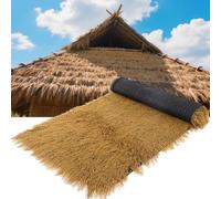 Toit en herbe de paille artificielle, palmier synthétique ignifuge, rouleau de toit de paille mexicain, utilisé pour Tiki, chalet, plage, jardin tropical hawaïen (jaune foncé, 1 x 10 m)