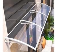 Toit Marquise Plaque Support en aluminium blanche Polycarbonate Transparent,Auvent de Porte d'entrée Protection Soleil pour Maison Terrasse Patio Contre Pluie Neige UV (60 x 200cm)