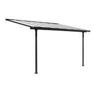 Toit terrasse 9,21 m2 - Toit en polycarbonate 6 mm + toile polyester 130 gr/m2 écru